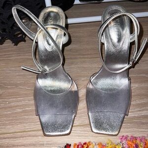 Schutz Silver and Clear Heels